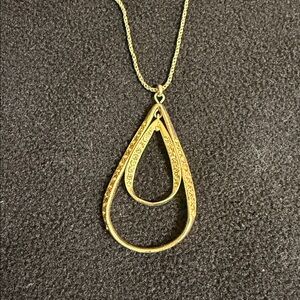 Fossil Gold Teardrop Necklace with Sparkling Accents